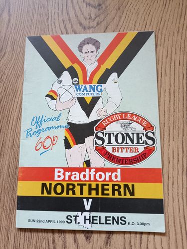 Bradford Northern v St Helens April 1990 Rugby League Programme