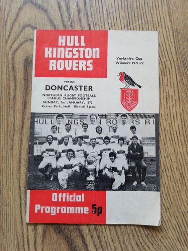 Hull KR v Doncaster Jan 1972 Rugby League Programme