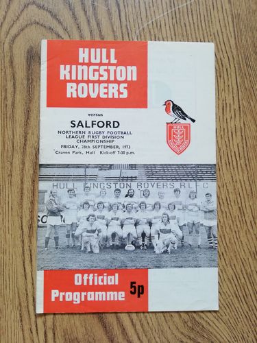 Hull KR v Salford Sept 1973 Rugby League Programme