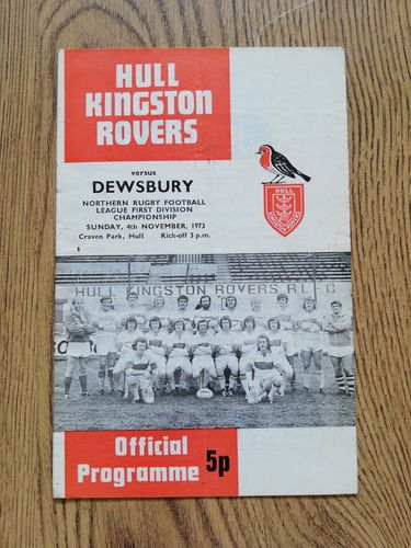 Hull KR v Dewsbury Nov 1973 Rugby League Programme