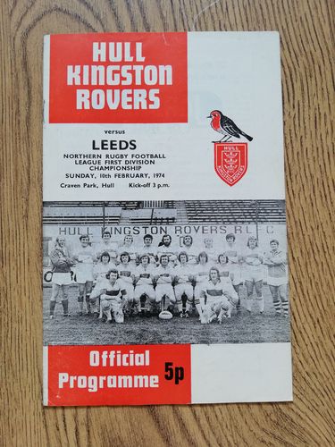 Hull KR v Leeds Feb 1974 Rugby League Programme