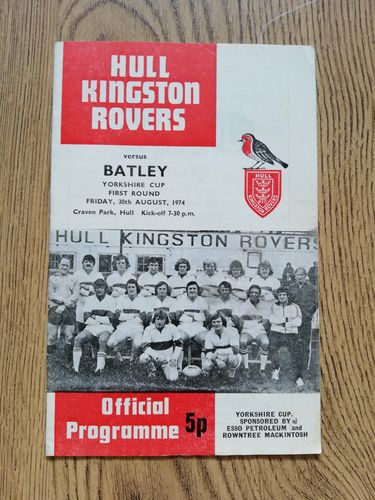 Hull KR v Batley Aug 1974 Yorkshire Cup Rugby League Programme