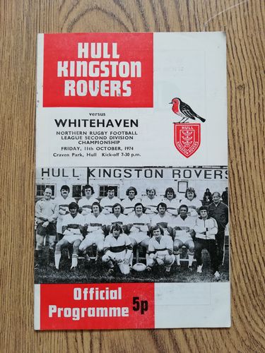 Hull KR v Whitehaven Oct 1974 Rugby League Programme