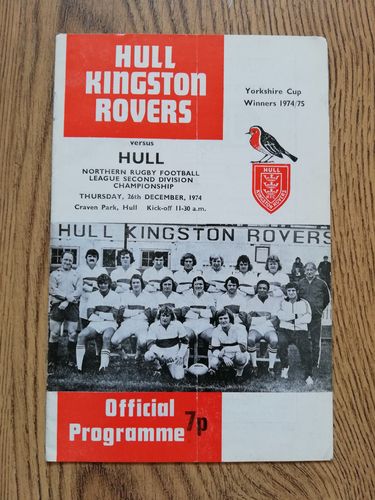 Hull KR v Hull Dec 1974 Rugby League Programme