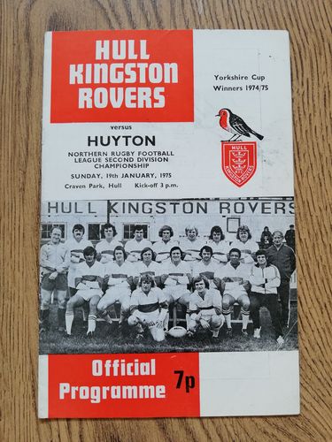 Hull KR v Huyton Jan 1975 Rugby League Programme