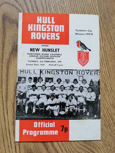 Hull KR v New Hunslet Feb 1975 Rugby League Programme