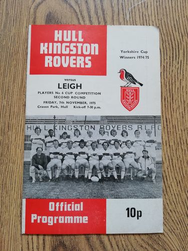 Hull KR v Leigh Nov 1975 Players No6 Trophy Rugby League Programme