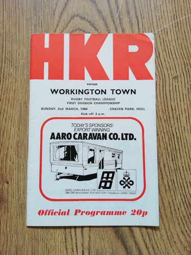 Hull KR v Workington Town March 1980 Rugby League Programme