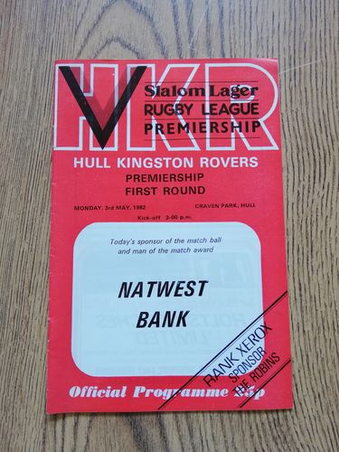 Hull KR v Bradford May 1982 Premiership 1st Round Rugby League Programme