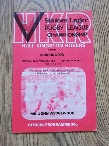 Hull KR v Workington Aug 1982 Rugby League Programme