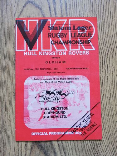Hull KR v Oldham Feb 1983 Rugby League Programme