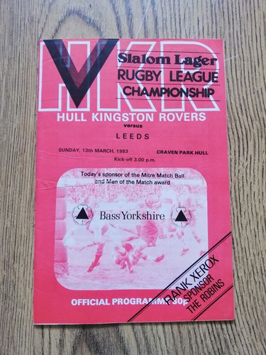 Hull KR v Leeds March 1983 Rugby League Programme
