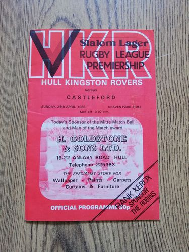 Hull KR v Castleford April 1983 Premiership Rugby League Programme