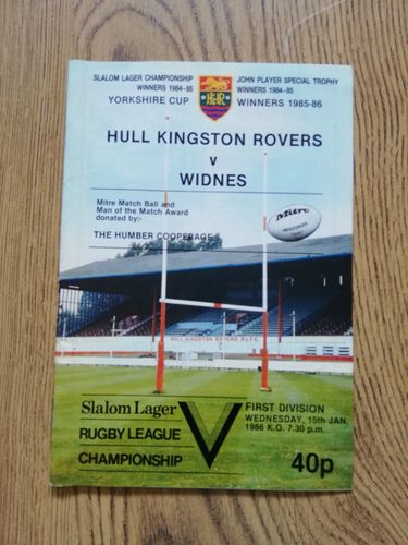 Hull KR v Widnes Jan 1986 Rugby League Programme