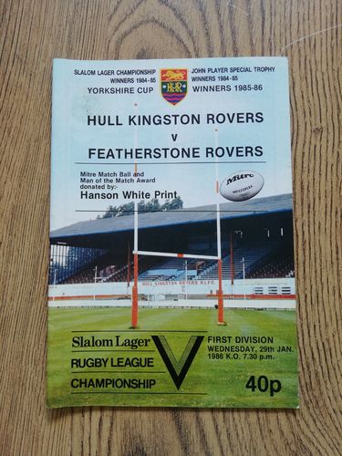 Hull KR v Featherstone Rovers Jan 1986 Rugby League Programme