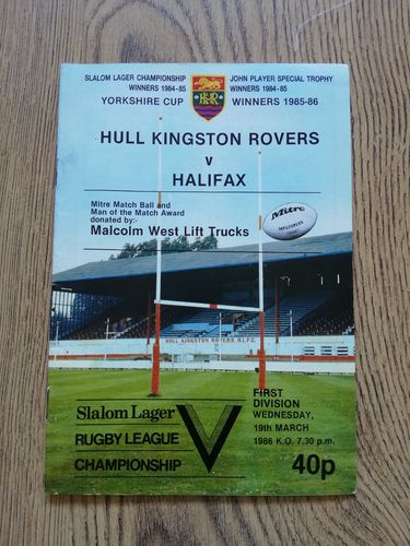 Hull KR v Halifax March 1986 Rugby League Programme
