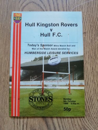 Hull KR v Hull Oct 1986 Rugby League Programme