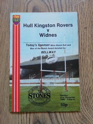 Hull KR v Widnes Dec 1986 Rugby League Programme