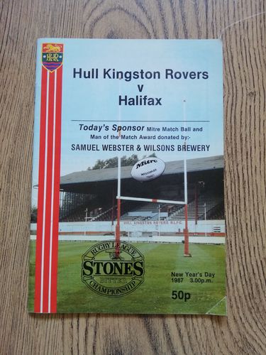 Hull KR v Halifax Jan 1987 Rugby League Programme