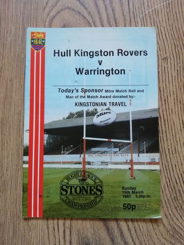 Hull KR v Warrington March 1987 Rugby League Programme