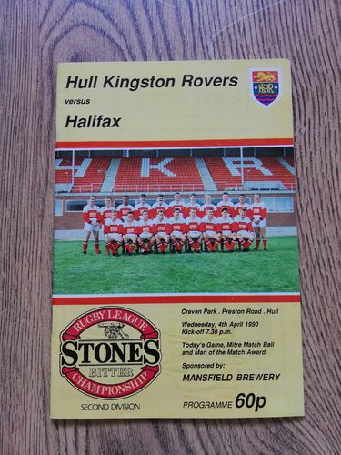 Hull KR v Halifax April 1990 Rugby League Programme