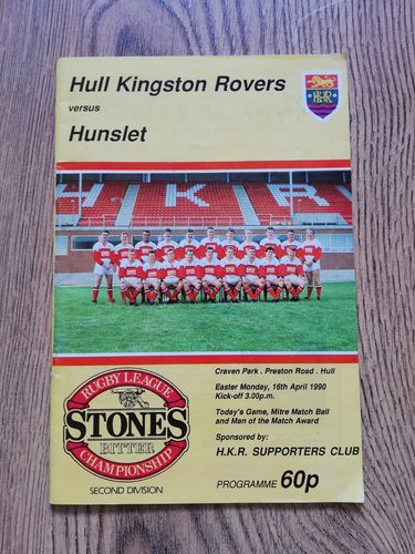 Hull KR v Hunslet April 1990 Rugby League Programme