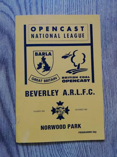 Beverley v Greetland All Rounders Sept 1990 Amateur Rugby League Programme
