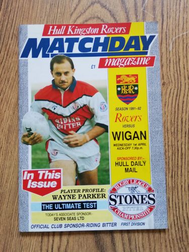 Hull KR v Wigan April 1992 Rugby League Programme