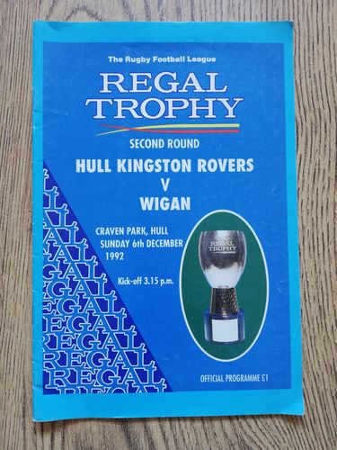 Hull KR v Wigan Dec 1992 Regal Trophy Rugby League Programme