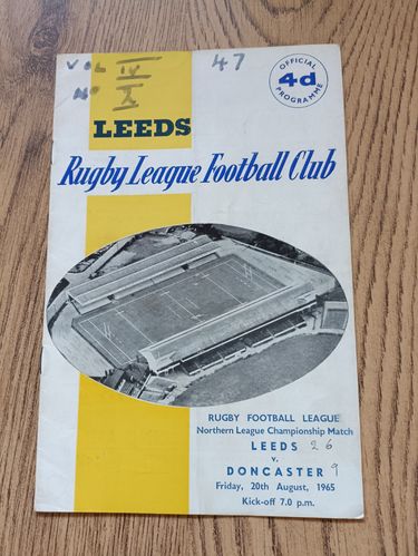Leeds v Doncaster Aug 1965 Rugby League Programme