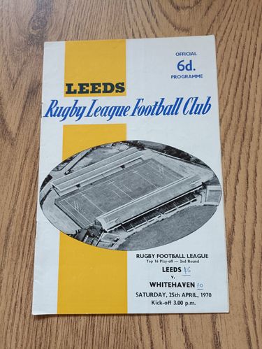 Leeds v Whitehaven April 1970 Top 16 Play-Off Rugby League Programme