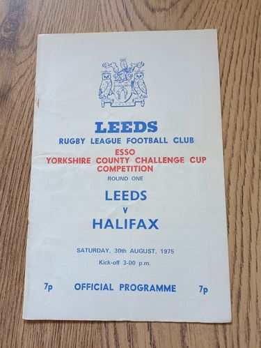 Leeds v Halifax Aug 1975 Yorkshire Cup Rugby League Programme