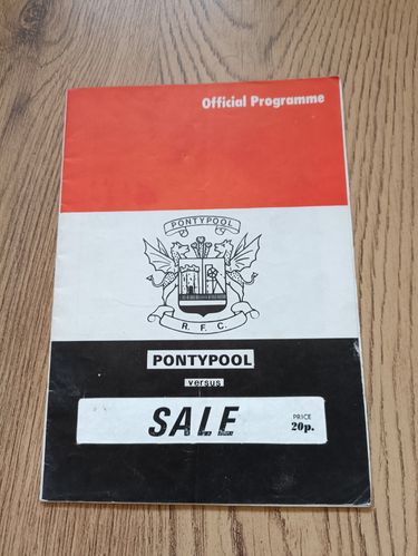 Pontypool v Sale Oct 1981 Rugby Programme