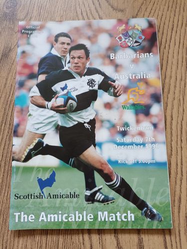 Barbarians v Australia 1996 Rugby Programme