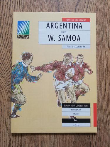 Argentina v Western Samoa Rugby World Cup 1991 Programme