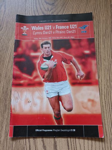 Wales U21 v France U21 Feb 2002 Signed Rugby Programme