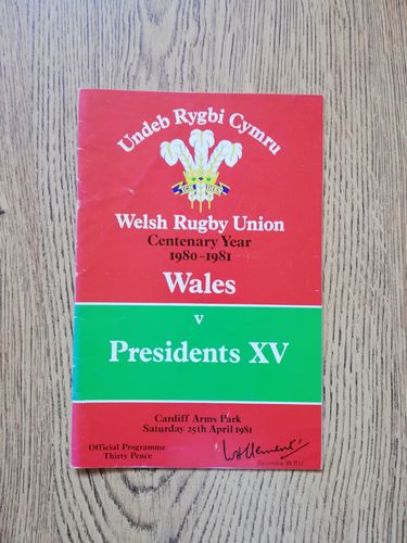 Wales v President's XV 1981