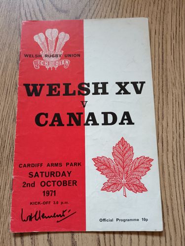 Welsh XV v Canada 1971