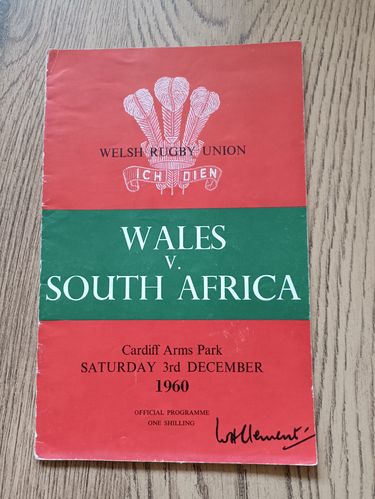 Wales v South Africa 1960 Signed Rugby Programme