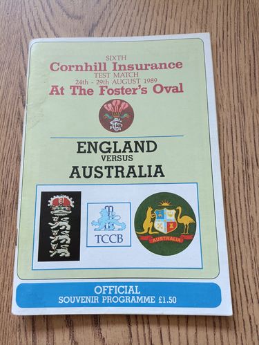 England v Australia 6th Test 1989 Cricket Programme