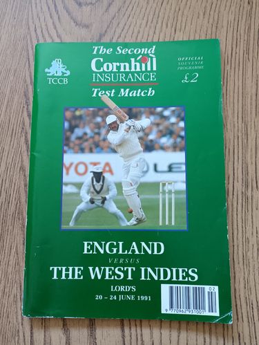 England v West Indies 2nd Test 1991 Cricket Programme