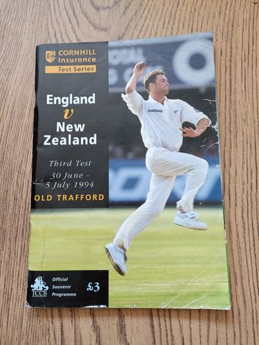 England v New Zealand 3rd Test 1994 Cricket Programme
