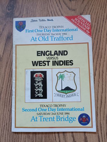 England v West Indies 1984 2nd One Day Texaco Trophy Cricket Programme