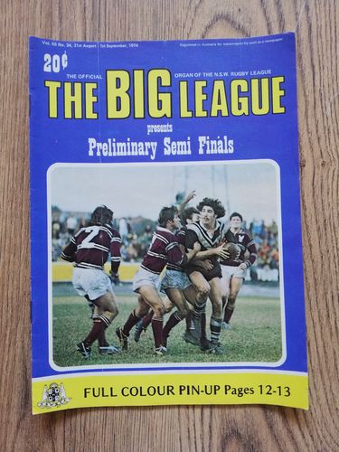 ' The Big League ' Vol 55 No 34 Aug 1974 New South Wales Rugby League Magazine
