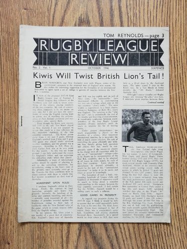 ' Rugby League Review ' Vol 2 No 1 Oct 1946 Magazine