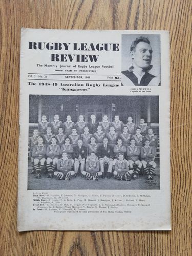 ' Rugby League Review ' Vol 3 No 26 Sept 1948 Magazine