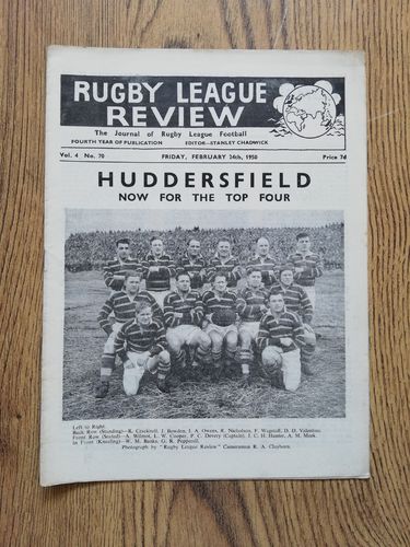 ' Rugby League Review ' Vol 4 No 70 Feb 1950 Magazine
