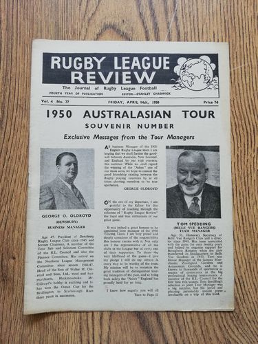' Rugby League Review ' Vol 4 No 77 April 1950 Magazine