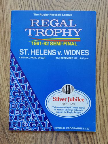 St Helens v Widnes Dec 1991 Regal Trophy Semi-Final Rugby League Programme