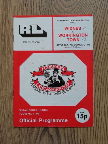 Widnes v Workington Oct 1978 Lancashire Cup Final Rugby League Programme